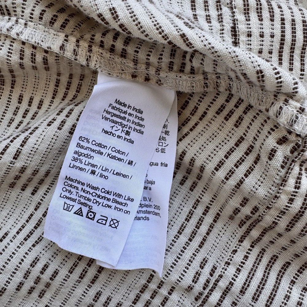 Madewell XL Linen Blend Tie Strap Tiered Midi Dress Pockets Striped Cottagecore - Picture 6 of 9